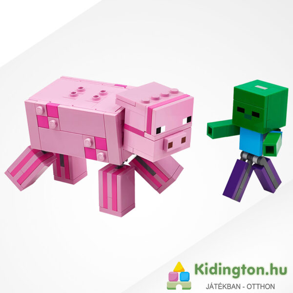 Minecraft mozgatható BigFig malac és zombibaba megépítve - Lego 21157
