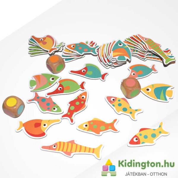 Találd meg a halat! - Színpárosító társasjáték (Scratch, SC6182205), kockák és halak