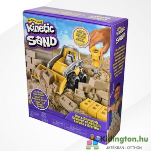 Kinetikus homok: Építkezés homlokrakodó munkagéppel és bontókalapáccsal