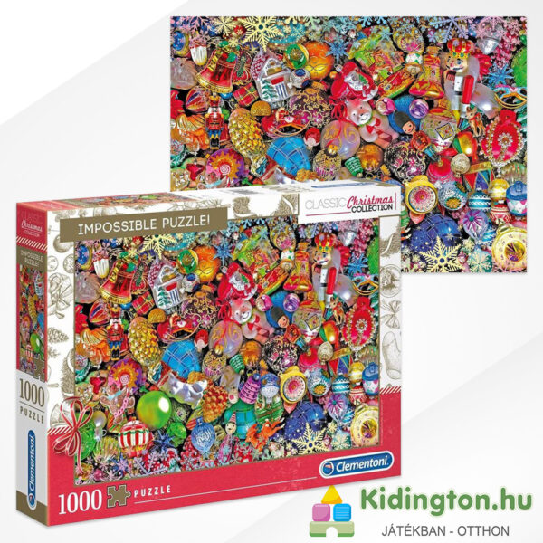 1000 darabos Vidám Karácsony: A Lehetetlen kirakó képe és doboza - Clementoni Impossible Puzzle 39585