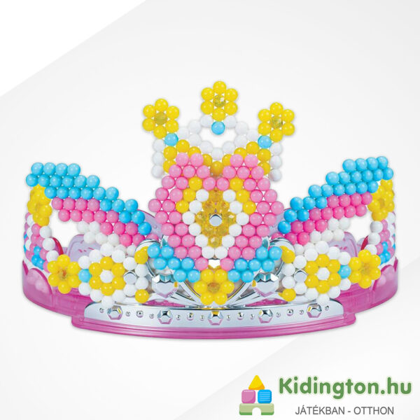 Aquabeads: 3D Hercegnő tiara készítő kreatív szett, elkészítve rózsaszínben